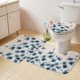 thumbnail image 4 of Blue Flower Bathroom Rugs Set Watercolor Spring Blue Floral Butterfly Linen Texture Non Slip Absorbent Soft Bath Mats 3 Piece Set with Bathroom Rug, U-Shaped Floor Mat, Toilet Seat Cover Small Size, 4 of 9