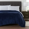 Mainstays Super Soft Plush Bed Blanket, Indigo, Full/Queen 90"X90