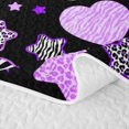 thumbnail image 5 of Feelyou Cute Zebra Leopard Print Bow Bed Spread Queen, Spooky Love Heart Stars Queen Coverlet Set, Purple, 3 Pieces, 1 Comforter and 2 Pillowcases, 5 of 7