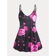 thumbnail image 1 of Tank Top de Talla Extra con Estampado Floral con Escote Pronunciado en Espalda Rosegal  Camisetas sin mangas de talla grande, 1 of 5
