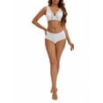 thumbnail image 2 of INSPIRE CHIC Women's Deep V Neck Lace Sheer Front Closure Wirefree Tank Back Training Plunge Bras XL White, 2 of 4