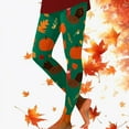 thumbnail image 2 of GDREDA Leggings de Fête Graphiques Amusants pour Femmes Action de Grâce Vert Foncé, 2 of 5