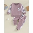 thumbnail image 2 of GXFC Baby Girl Fall Outfits Set Clothes 6M 1T 2T 3T Kids Girl Long Sleeve Plaid Print Sweatshirt Tops Pants 2Pcs Casual Autumn Clothing for Toddler Girl, 2 of 9