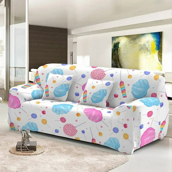 Cartoon Sweet Candy Sofa Cover Elastic Washable L Shape Slipcover For Living Room Sectional Stretch Couch Covers 1/2/3/4 Seater
