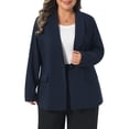 thumbnail image 4 of Agnes Orinda Women's Plus Size Blazers Lapel Long Sleeve Work Business Casual Suit Jacket with Button 2X Dark Blue, 4 of 6