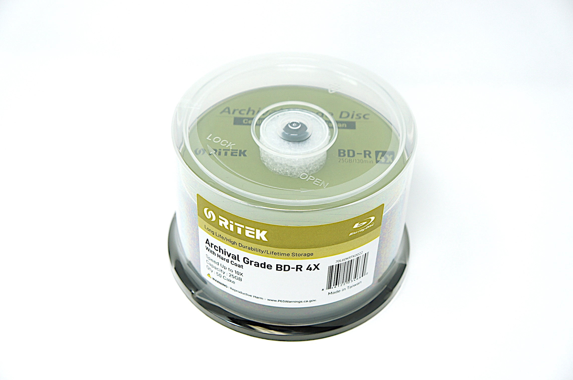 50 Pack Ritek BD-R 25GB 4X Archival Grade Blank Disc Certified by ADTC Japan