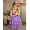 thumbnail image 3 of Oudiya Toddler Girls Tutu Purple Dress Fluffy Ruffle Sleeve Dresses Summer Casual Tulle Party Sundress for Kids 4T-5T, 3 of 7