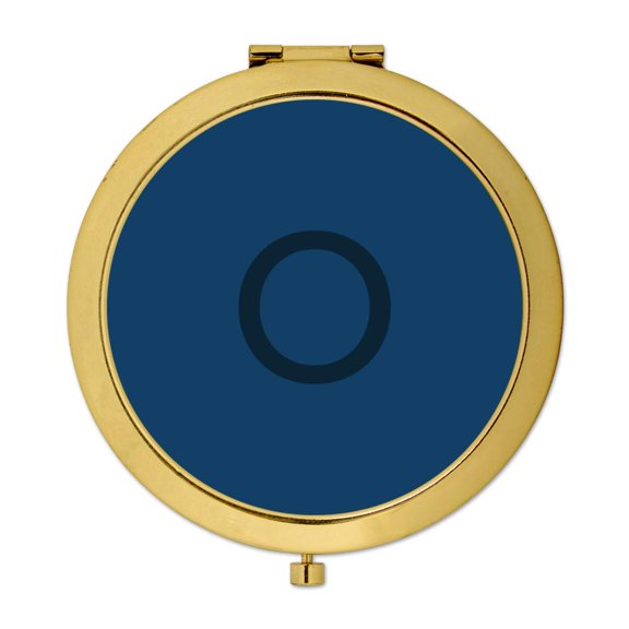 Koyal Wholesale Gold Compact Mirror Bridesmaid's Wedding Gift, Modern Navy Blue, Monogram Letter O, 1-Pack