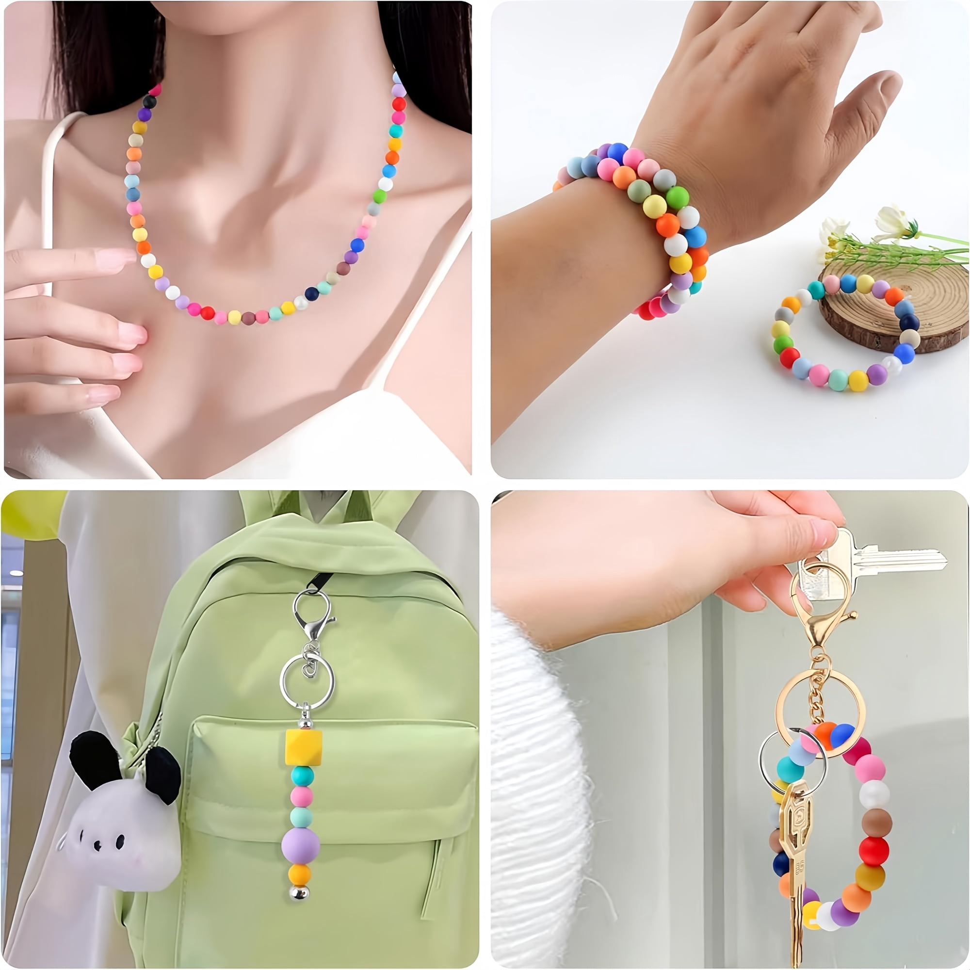 LOFCA Jewelry Making 500pcs Mixed Color 9mm Silicone Beads for Necklace and Bracelet Making
