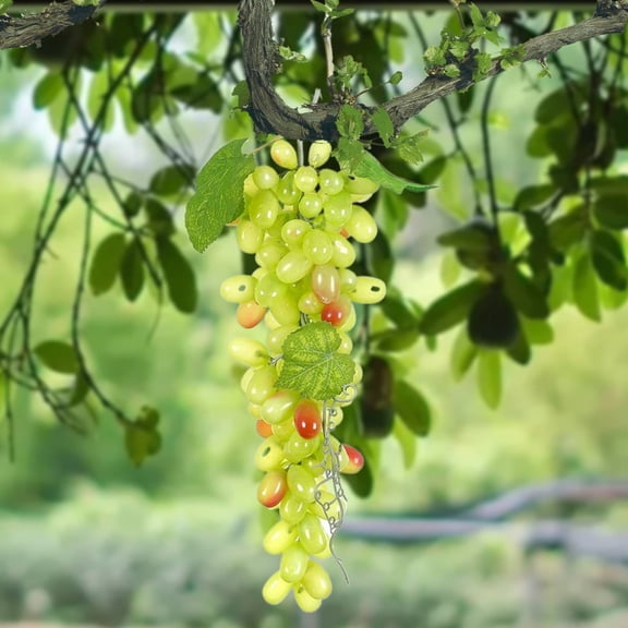Fake Grapes, 1 Bunches Plastic Fake Fruit, Lifelike Grapes Artificial Simulation Fruits for Wedding Home Kitchen Party Decor Photography Prop, 1 Pcs, 5.11 Inches