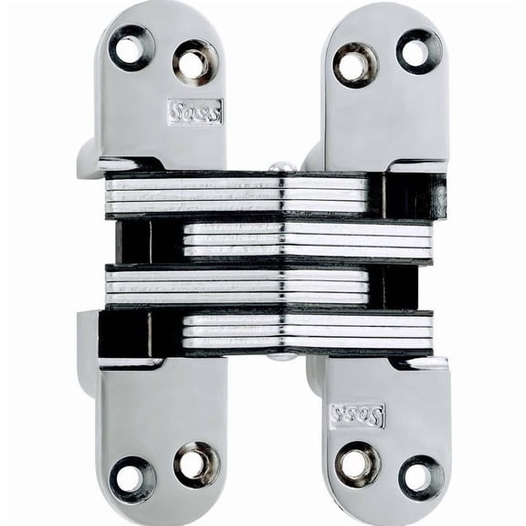 SOSS 21826 1-1/8" x 4-5/8" Heavy Duty Invisible Hinge for 1-3/4" Doors Bright Chrome Finish