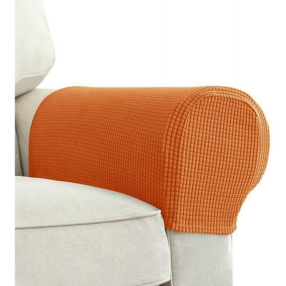 LQQBOX Stretch Armrest Covers Spandex Arm Covers for Chairs Couch Sofa Armchair Slipcovers for Recliner Sofa with Twist Pins 2Pcs (Orange)
