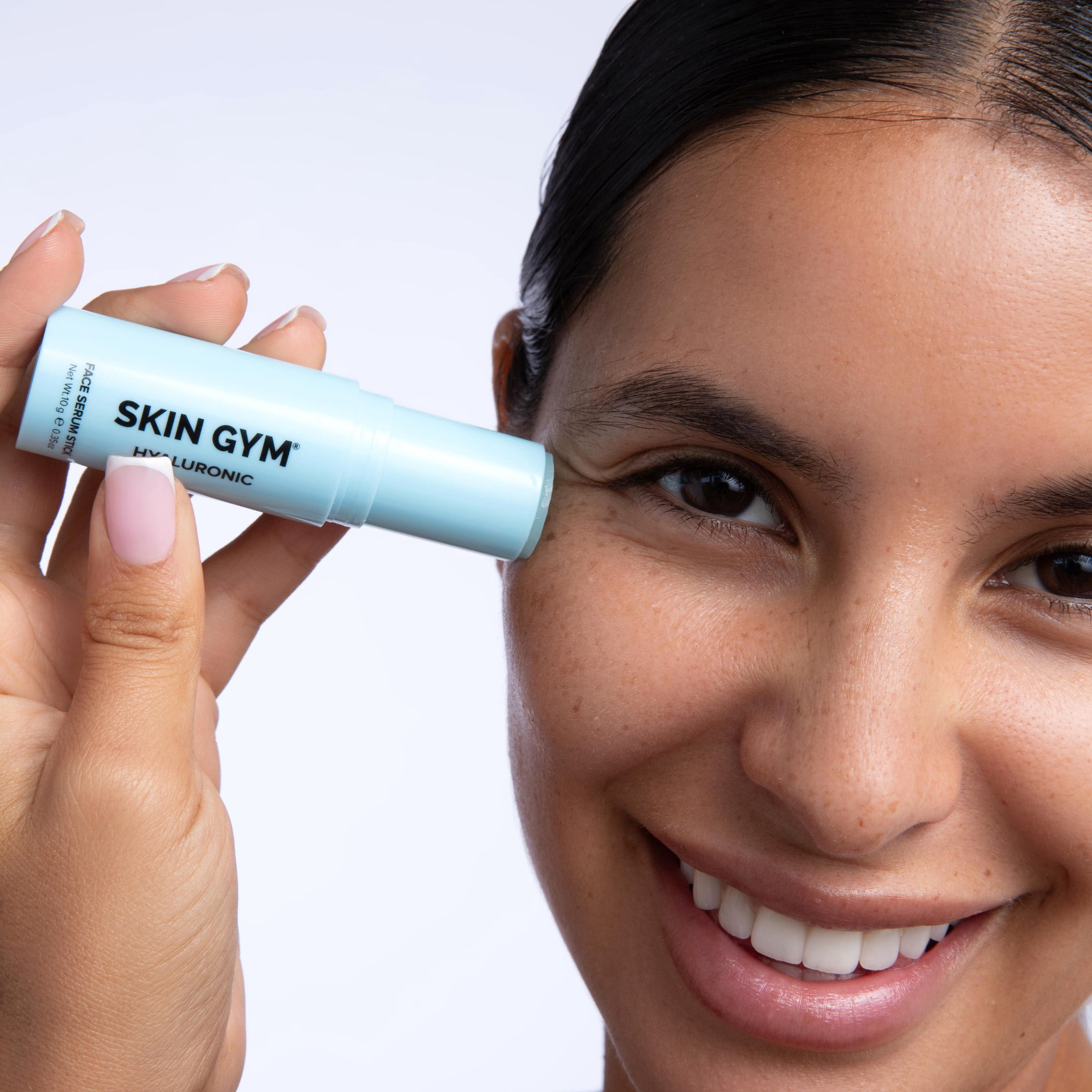 Skin Gym Hyaluronic Acid Face Serum Workout Stick, Moisturizes and Hydrates with Hyaluronic Acid, Vitamin C + Eggplant Fruit Extract, Peppermint Oil and Sunflower Seed Oil 0.35 oz