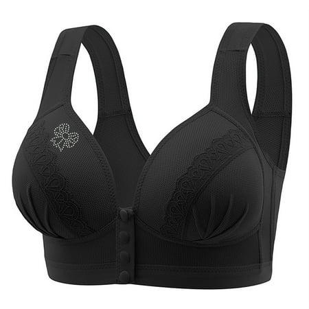 Black of Friday Deals!Clearance Staron Women Bra  Bras for Women Front Closure No Underwire Bras Stretch Wireless Bras Comfortable No Steel Bra Breathable Bras