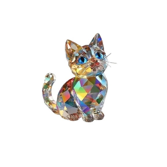 Acrylic Artificial Cat Ornaments, Craft Art Animal Desk Ornament Sculpture, Simulation Animals Figurine Statue for Home Living Room Bedroom Office