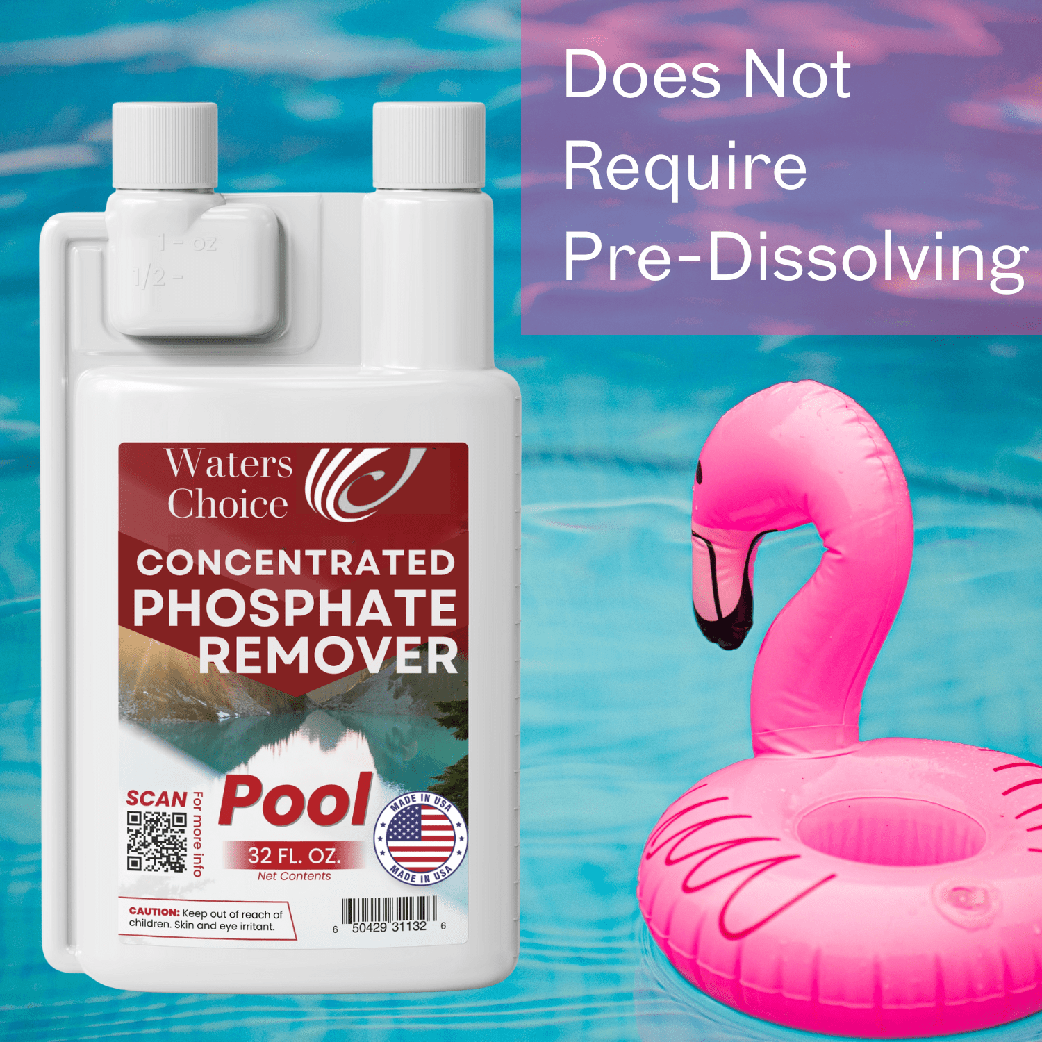 Waters Choice Concentrated Pool Phosphate Remover - 32 oz - Maximum Strength, Fast Acting