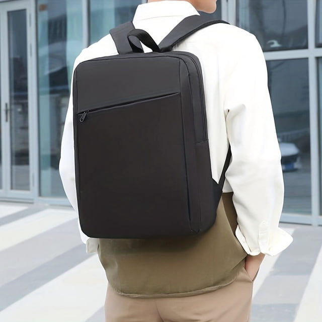 1pc Fashion Large Capacity Backpack, Men's Versatile Simple Solid Color Backpack, Computer Laptop Notebook Bag, Business Commuter Bag For Business Trip Conference, Students Computer Bag