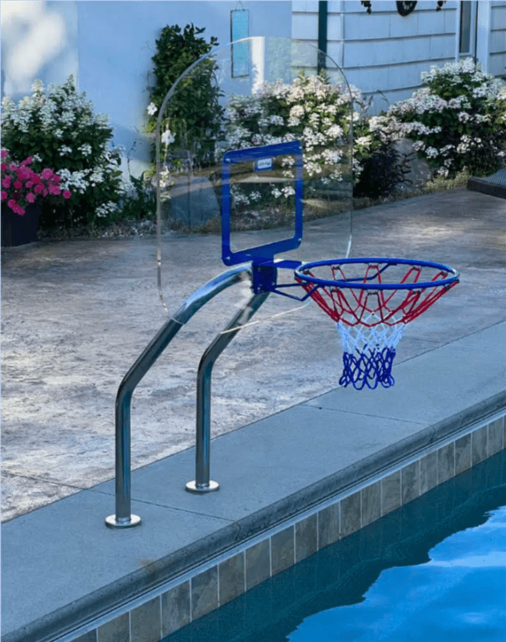 Global Pool Products X2 Basketball and Volleyball Pool Game - with 20' Net & Ball Stainless Steel Polished - No Anchor