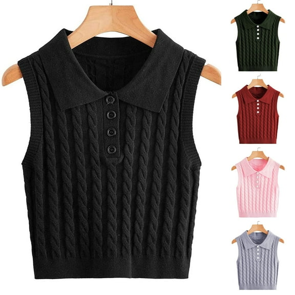 Women's Casual V-Neck Pullover Shirt Collision Color Sleeveless Sweater Vest, Stylish and Lightweight, Ideal for Layering and Summer to Fall Transition,Black,L