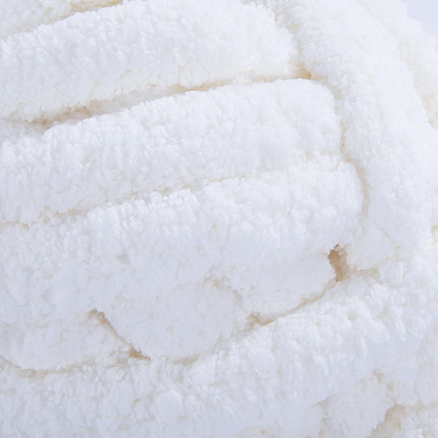 Pure White Chunky Chenille Yarn for Crocheting, Bulky Thick Fluffy Yarn for Knitting,Super Bulky Chunky Yarn for Hand Knitting Blanket, Soft Plush Yarn, 2 Jumbo Pack (27 yds,8 oz Each Skein)
