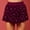 Red, variant on Aueoeo Women Canary Velvet Skort Elastic High Waist Soft Short Skirt Flowy Beaded Shorts Party Bottoms With Artificial Pearl Decoration L