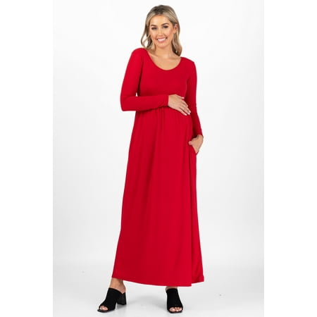 

Maternity Long Sleeve Dress with Pockets