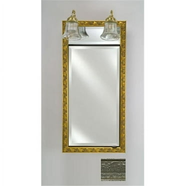 Afina Corporation SD-LT2434RREGSV 24 in.x 34 in.Recessed Single Door Cabinet with Traditional Lights - Regal Silver