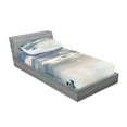 thumbnail image 2 of Ambesonne Nautical Fitted Sheet & Pillow Sham Set, Sailing Yacht Sunset, Twinxl, Blue, 2 of 2