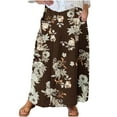 thumbnail image 2 of WXLWZYWL Women Flowy Maxi Skirt Floral Print Fall Casual Boho High Elatic Waist Loose Long Skirt with Pockets, 2 of 5