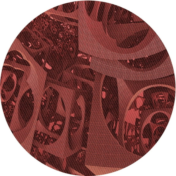 Ahgly Company Machine Washable Indoor Round Transitional Grapefruit Red Area Rugs, 4' Round