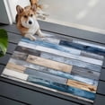 thumbnail image 4 of Blue Wooden Grain Bathroom Mats 2x3 FT, Non Slip Small Kitchen Mat, Farmhouse Country Abstract Art Washable Soft Backed Front Door Throw Rugs Non-Shedding Indoor Outdoor Doormat for Entryway Sink, 4 of 8