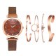 thumbnail image 1 of Juego de 5 relojes de cuarzo con imán y malla sencilla a la moda para mujer + juego de pulsera de cuarzo, 1 of 6