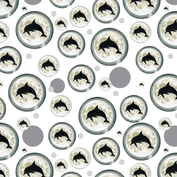 Dolphin Jumping Moon Ocean Night Silhouette Premium Gift Wrap Wrapping Paper Roll
