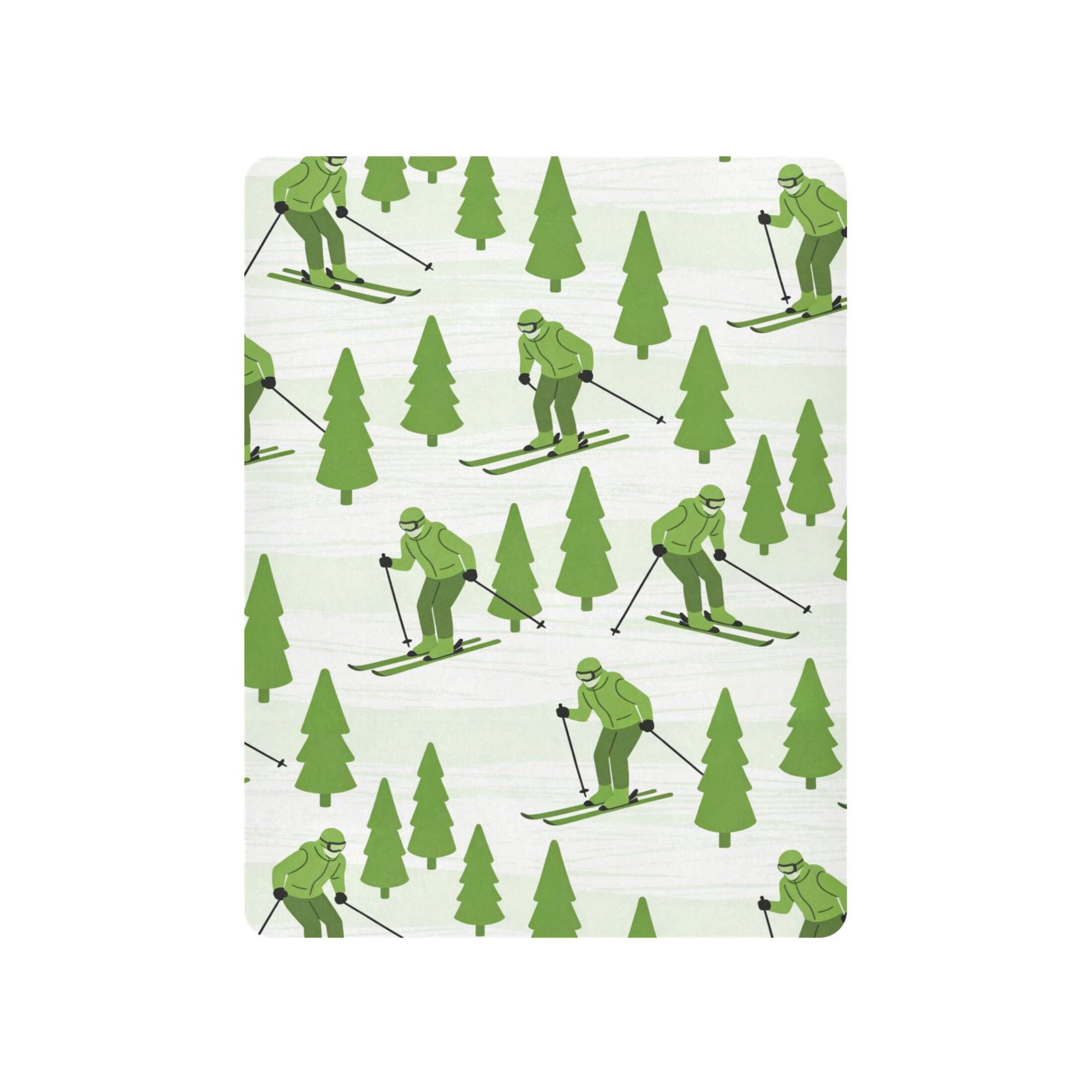 Baby Essentials 52”x 28”- Standard Cotton-like Modal Elastic- Green Skiing Design Crib Sheets for Newborns and Toddlers