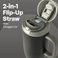 thumbnail image 2 of TAL 40oz Stainless Steel 2-in-1 Straw and Chug Tumbler with Push Lid and Handle, Black, 2 of 9