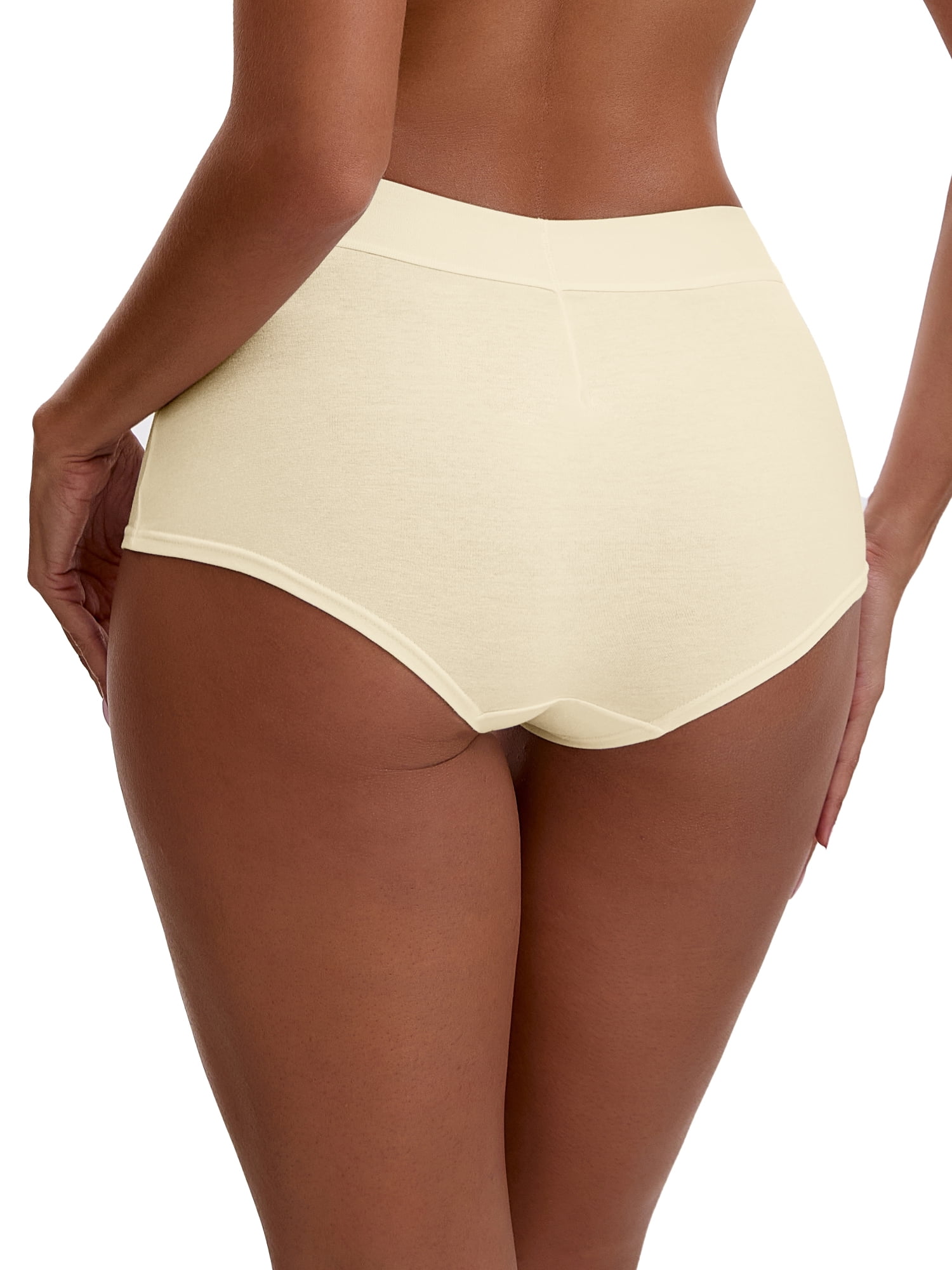 Unique Bargains Women's High Waist Tummy Control Elastic Waistband Boyshorts L Beige