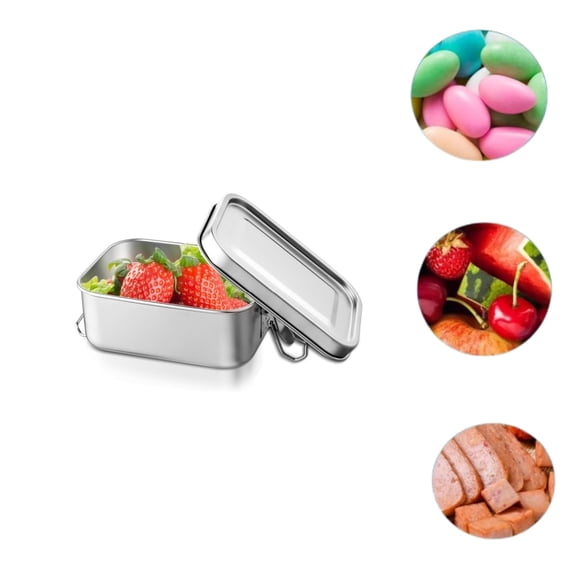 Stainless Steel Lunch Box,1 Pack Metal Lunch Box,Food Storage Metal Container,QZS Reusable Bento Snack Container for Work,Office,Picnic