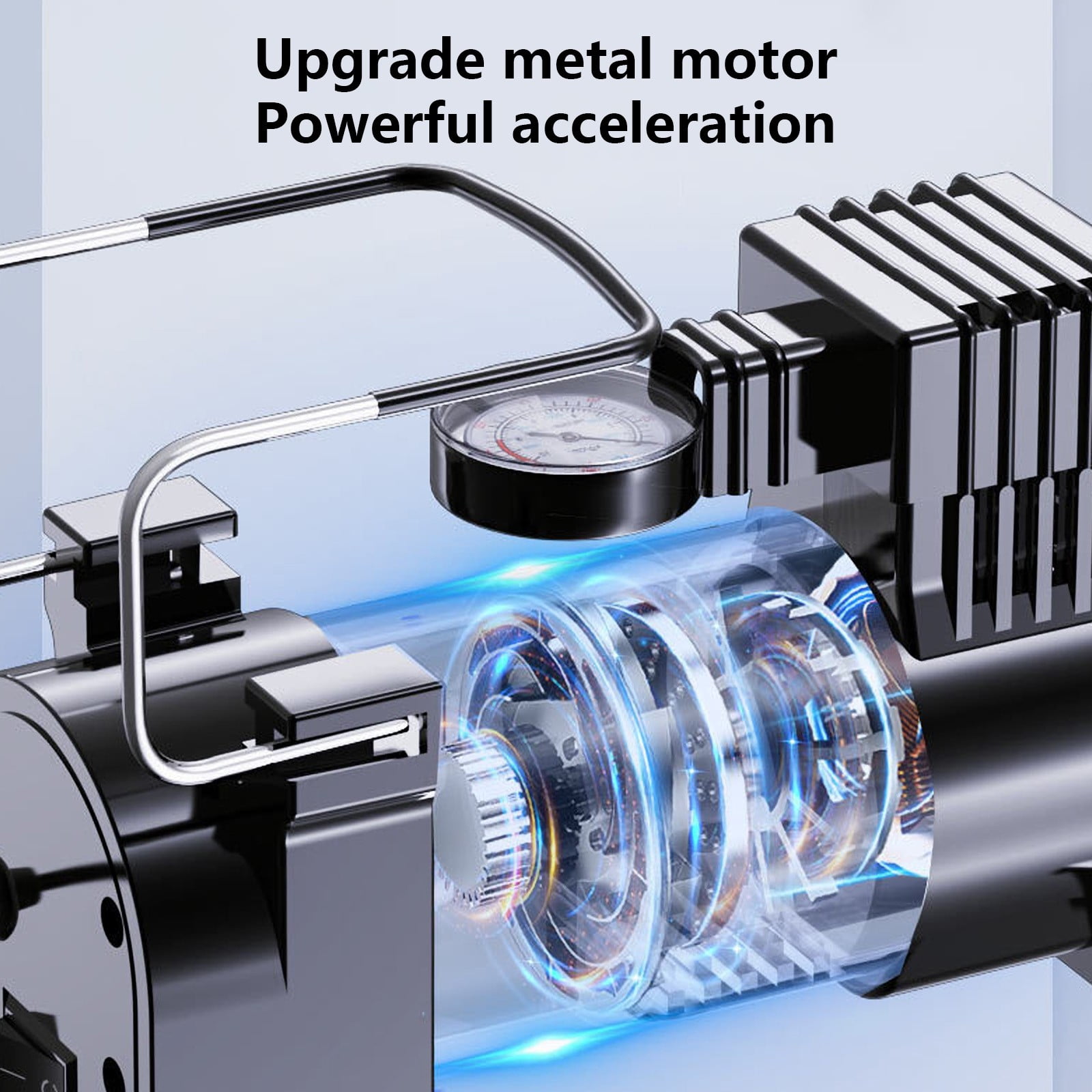 Vadktai Tire Inflator, Portable Air Compressor, Tire Air Pump for Car Tires, Car Accessories, 12V DC Auto Pump with Digital Pressure Gauge, Emergency LED Light for Bicycle, Balloons