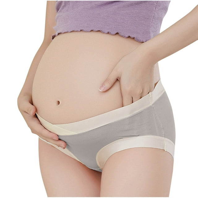 Maternity Plus Size Underwear Womens Belly Support Crossover Low Waist Cotton Ribbed Panties Mom Stretchy Briefs L