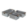 Set Of 3 Gray Wash Wood and Metal Crates with Side Handles