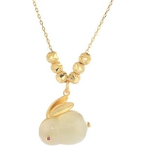 14K Gold Onyx Rabbit Necklace, Jade Rabbit Pendant Necklace, Beautiful Chinese New Year Jewelry Gift
