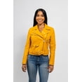 thumbnail image 2 of First Manufacturing WBL-1001VGL-L-MUS Remy Vegan Faux Leather Jacket for Women, Mustard - Large, 2 of 5