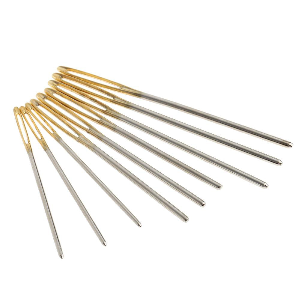 LoveinDIY 9pcs Stainless Steel Embroidery Hand Sewing Needles Ribbon Embroidery Needles Gold 