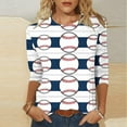 thumbnail image 1 of T-shirt Mode Imprimé pour Femmes Manches 3/4 Blouse Col Rond Hauts Décontractés, 1 of 1