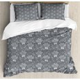 thumbnail image 1 of Botanical Duvet Cover Set Queen Size, Vintage Inspired Pattern of Lily Bouquet with Ribbon and Polka Dots, Decorative 3 Piece Bedding Set with 2 Pillow Shams, Dark Purpleblue White, by Ambesonne, 1 of 3