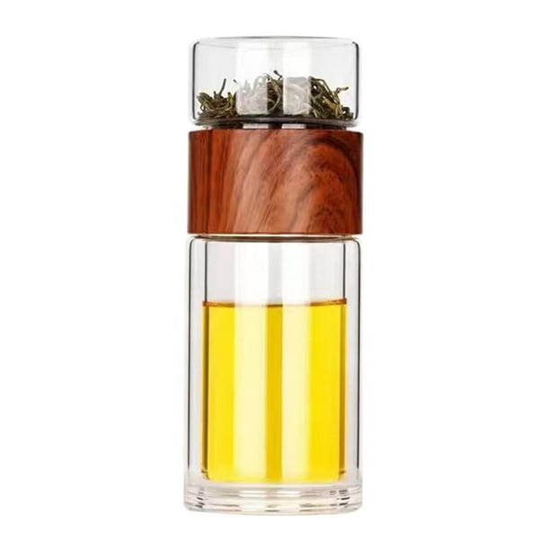 Pisexur Batería de cocina Infusor de té con filtro, botella de vidrio para infusiones, separador de té portátil, taza de té, botella de vidrio doble para infusiones. para la cocina del hogar