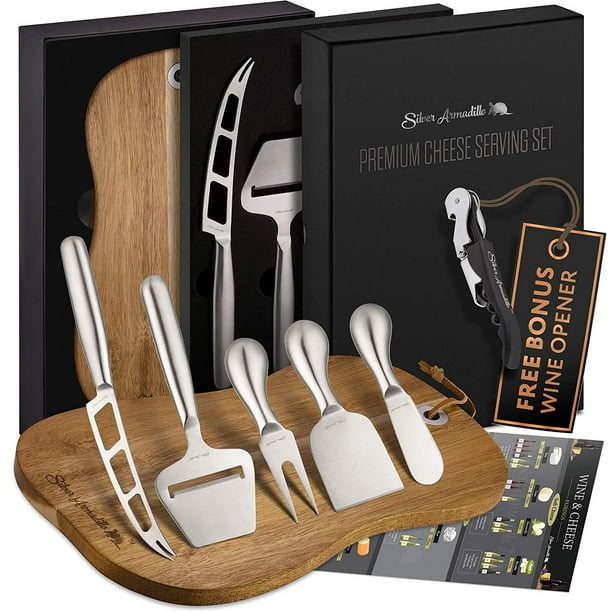 Cheese Board Serving Set, Wooden Charcuterie Platter and Serving Meat