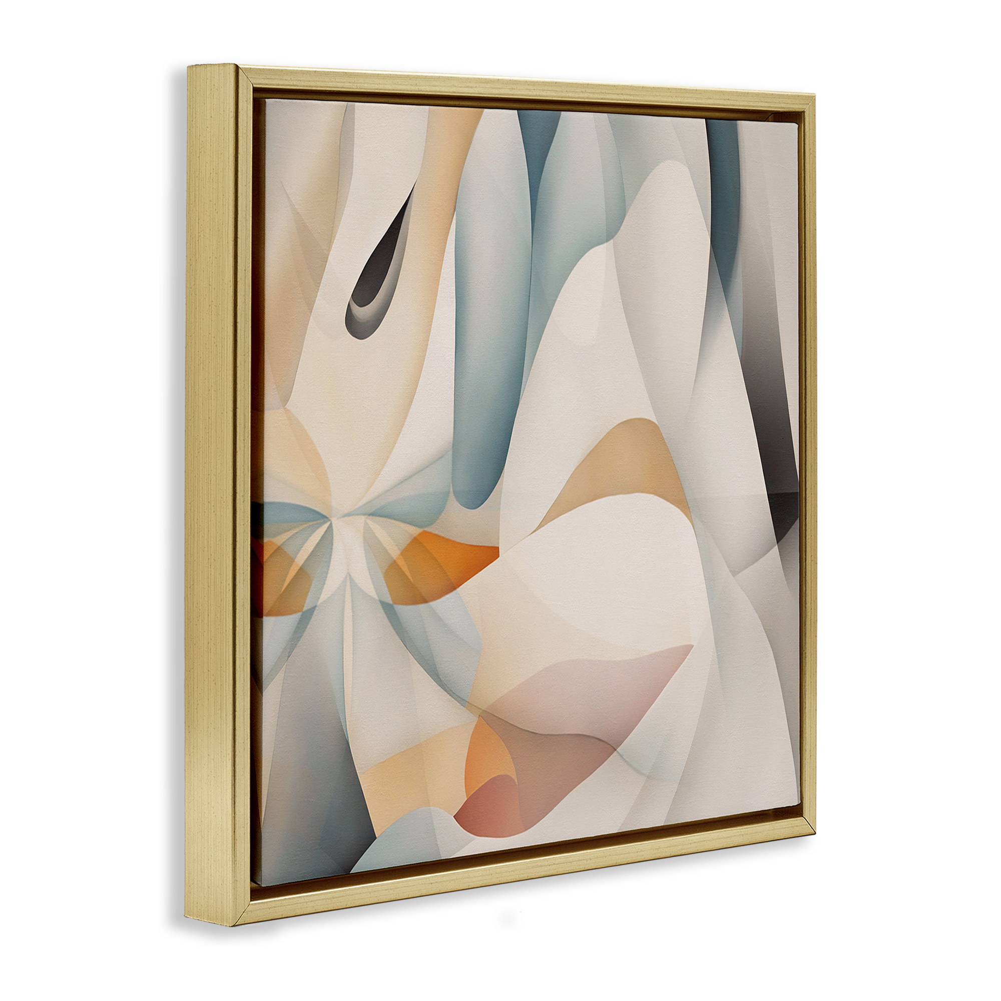 Stupell Industries Flowing Curved Shapes Abstract Painting Gold Floater Framed Canvas Art Print Wall Art, 18 x 18