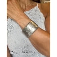 thumbnail image 7 of Wide Hammered Silver Tone Cuff Bracelet - Statement Modern Fashion Jewelry Bracelet Silver, 7 of 7