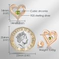 thumbnail image 4 of Pendientes de tuerca de plata de ley 925 con piedra natal, joyería para mujer, chapado en oro blanco/rosa, San Valentín, Navidad, aniversario, cumpleaños, joyería, regalos para él, 4 of 5